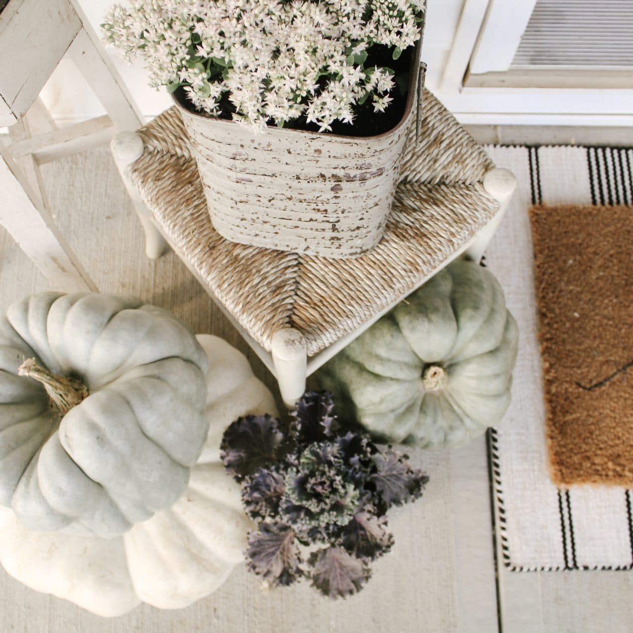 Fall Porch with Antique Accents and Muted Colors