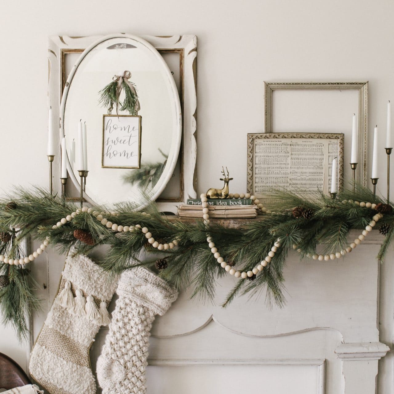 Whimsical Gold Winter Antique Mantel