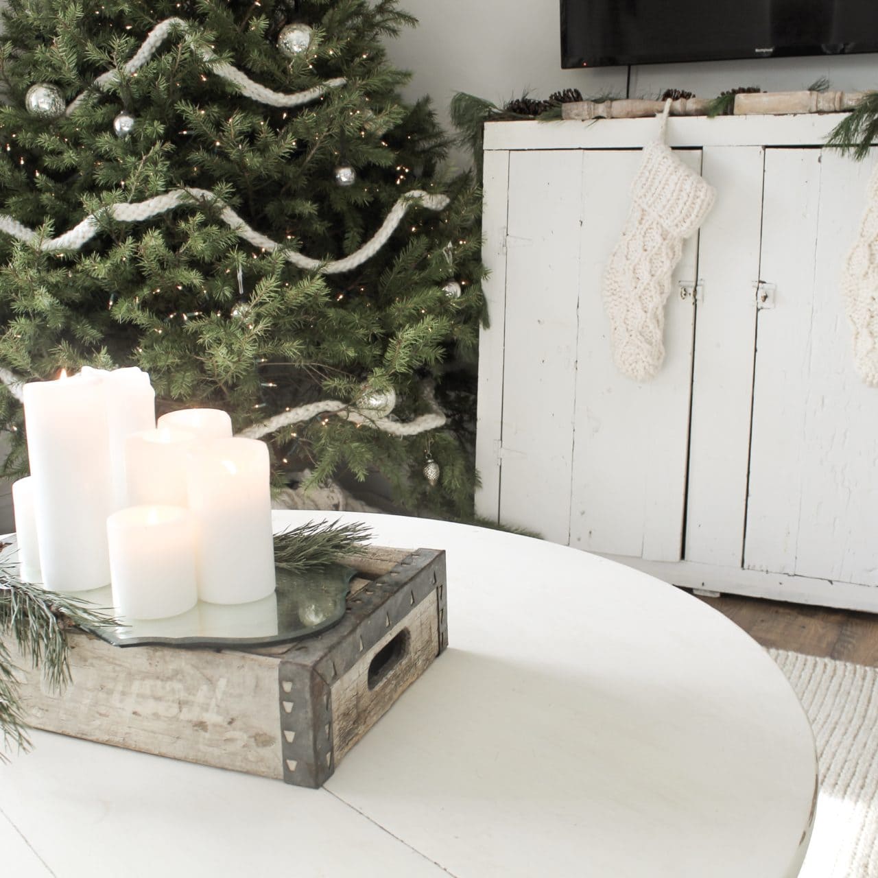 Neutral Woodland Christmas Living Room