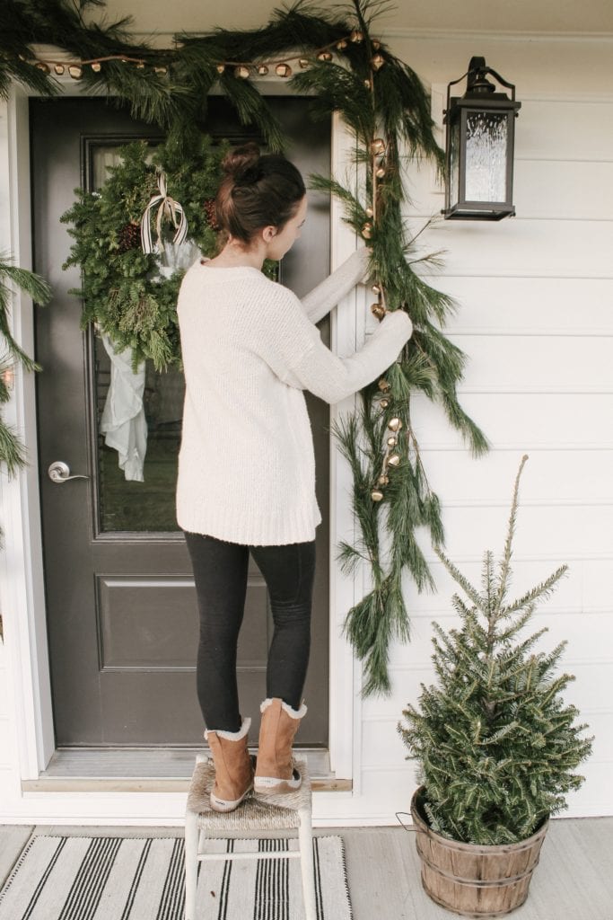 Decorating Front Door for Winter and Christmastime