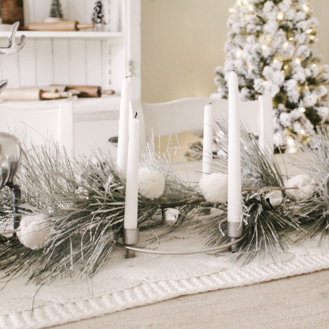 Simple Flocked Winter Tablescape