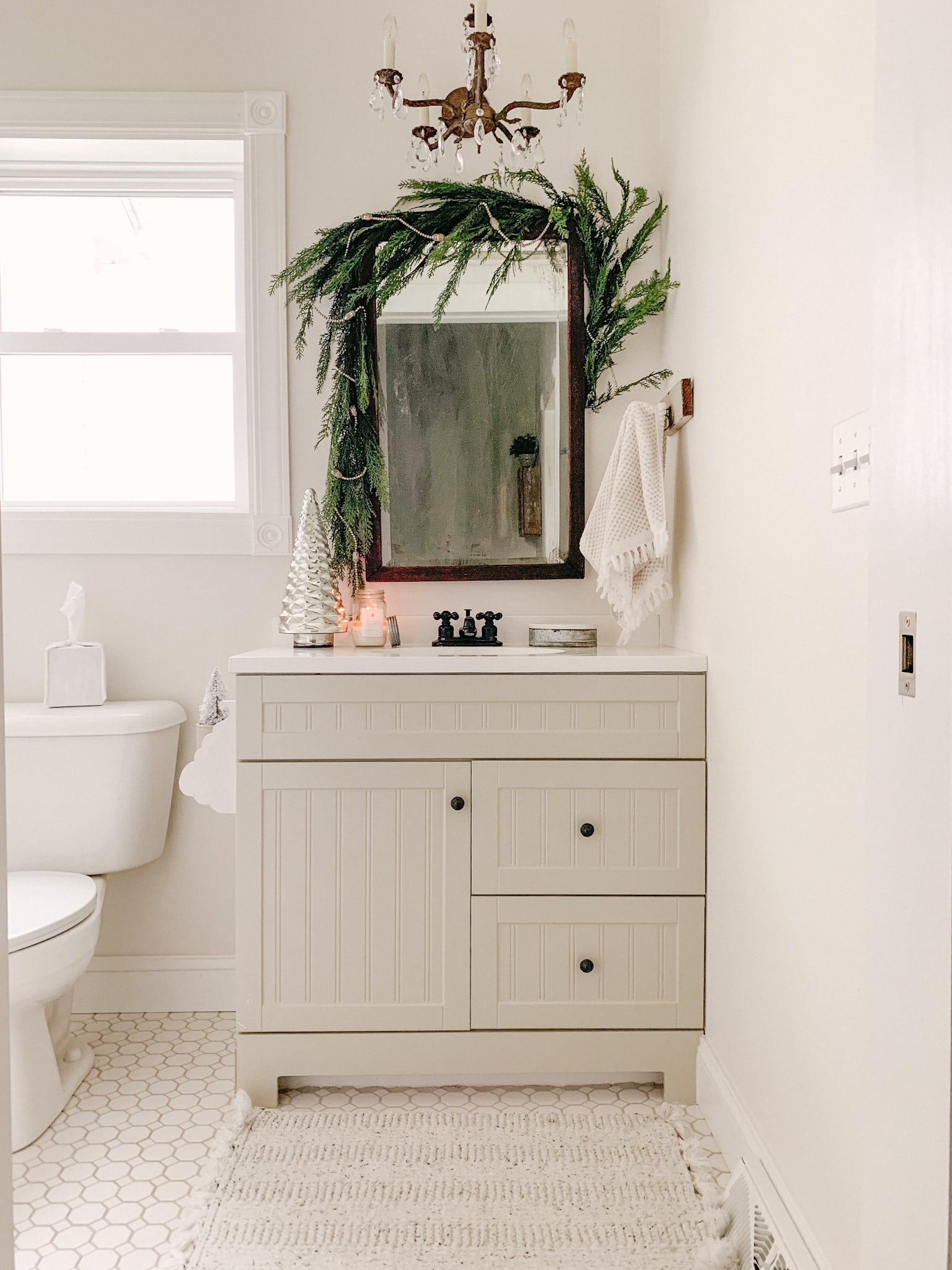 Small Bathroom Winter Decor - Sarah Jane Christy