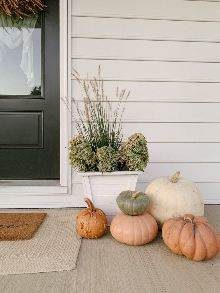 Fall Porch with Dried Hydrangeas and Grass - Sarah Jane Christy