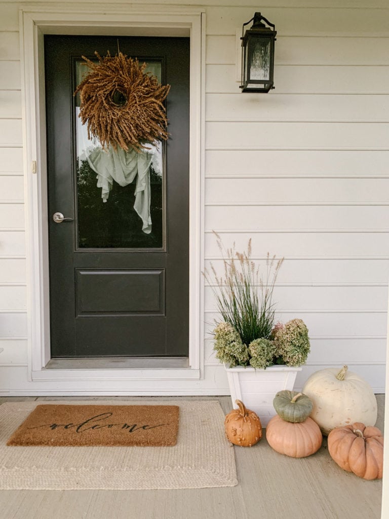 Fall Porch with Dried Hydrangeas and Grass - Sarah Jane Christy