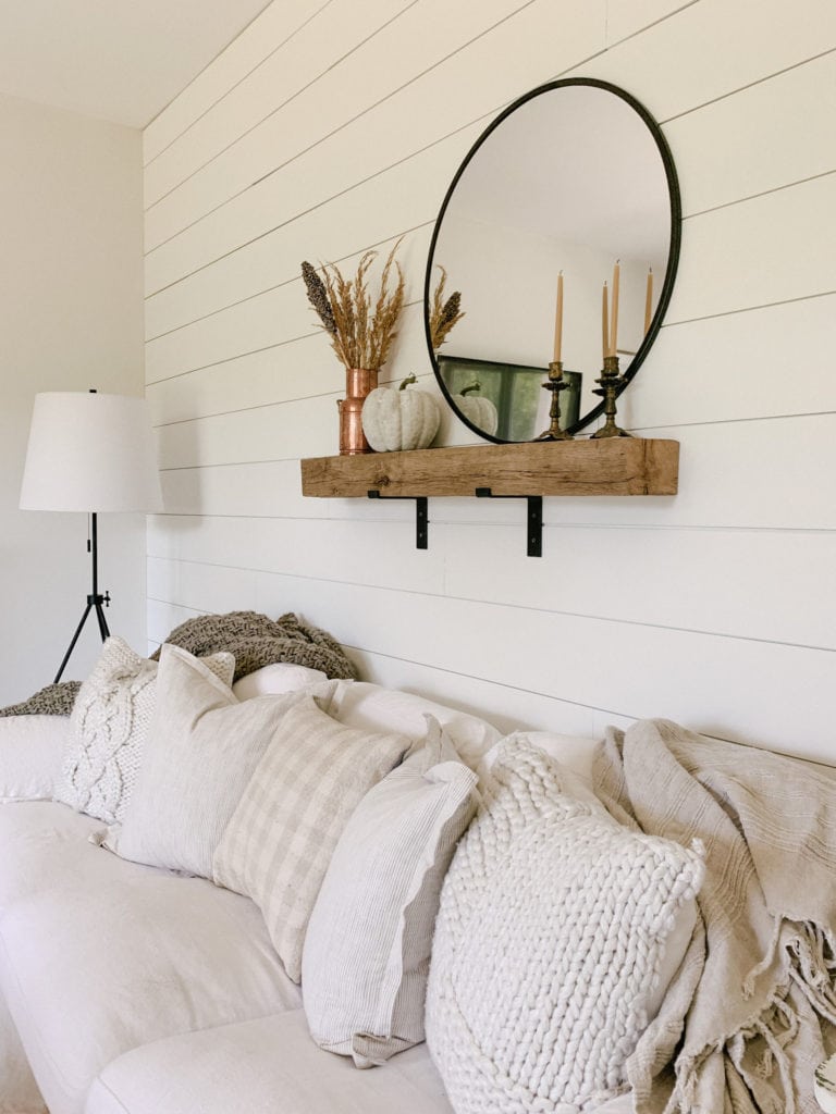 Reclaimed Beam Shelf Above Couch - Sarah Jane Christy