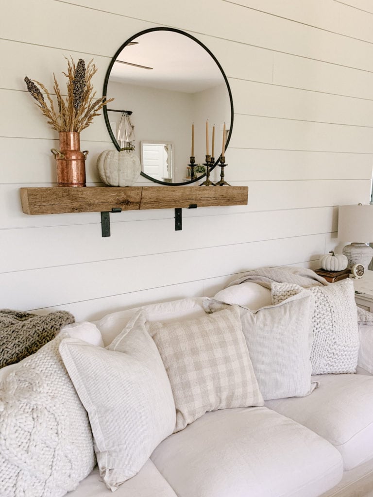 Reclaimed Beam Shelf Above Couch - Sarah Jane Christy