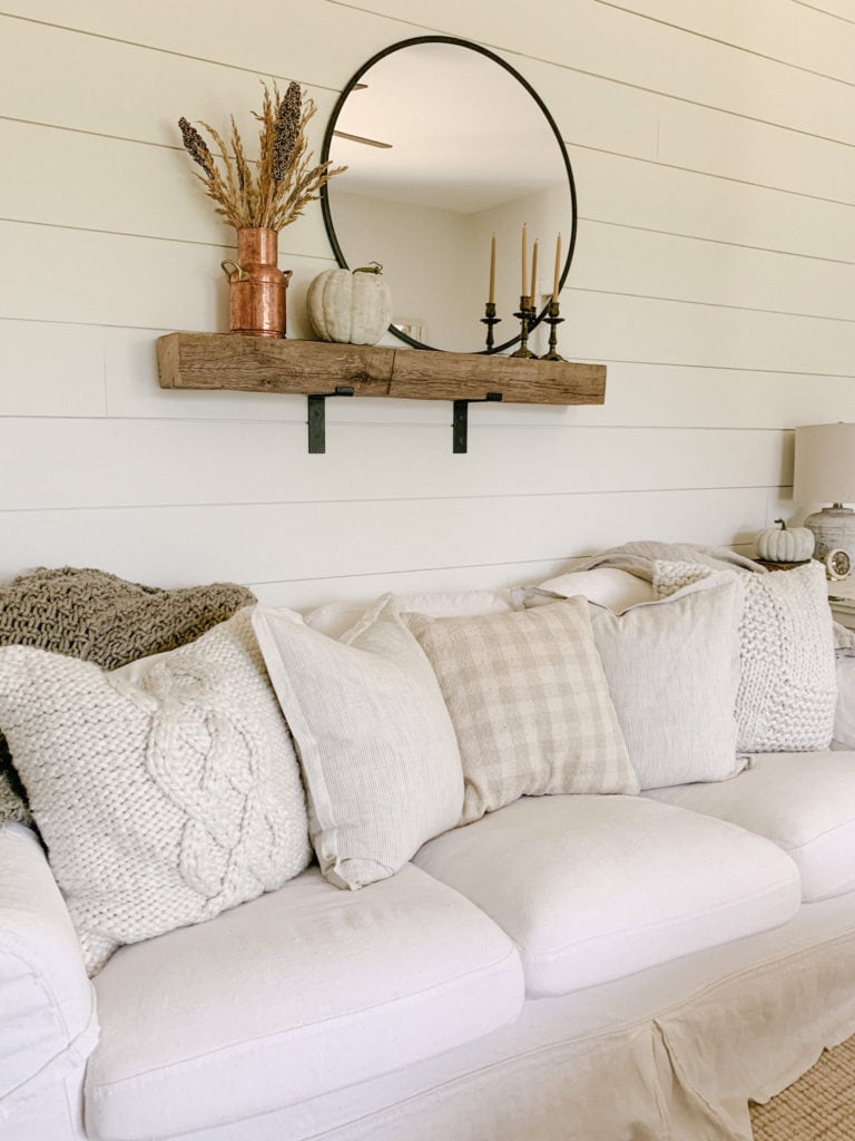 Reclaimed Beam Shelf Above Couch - Sarah Jane Christy