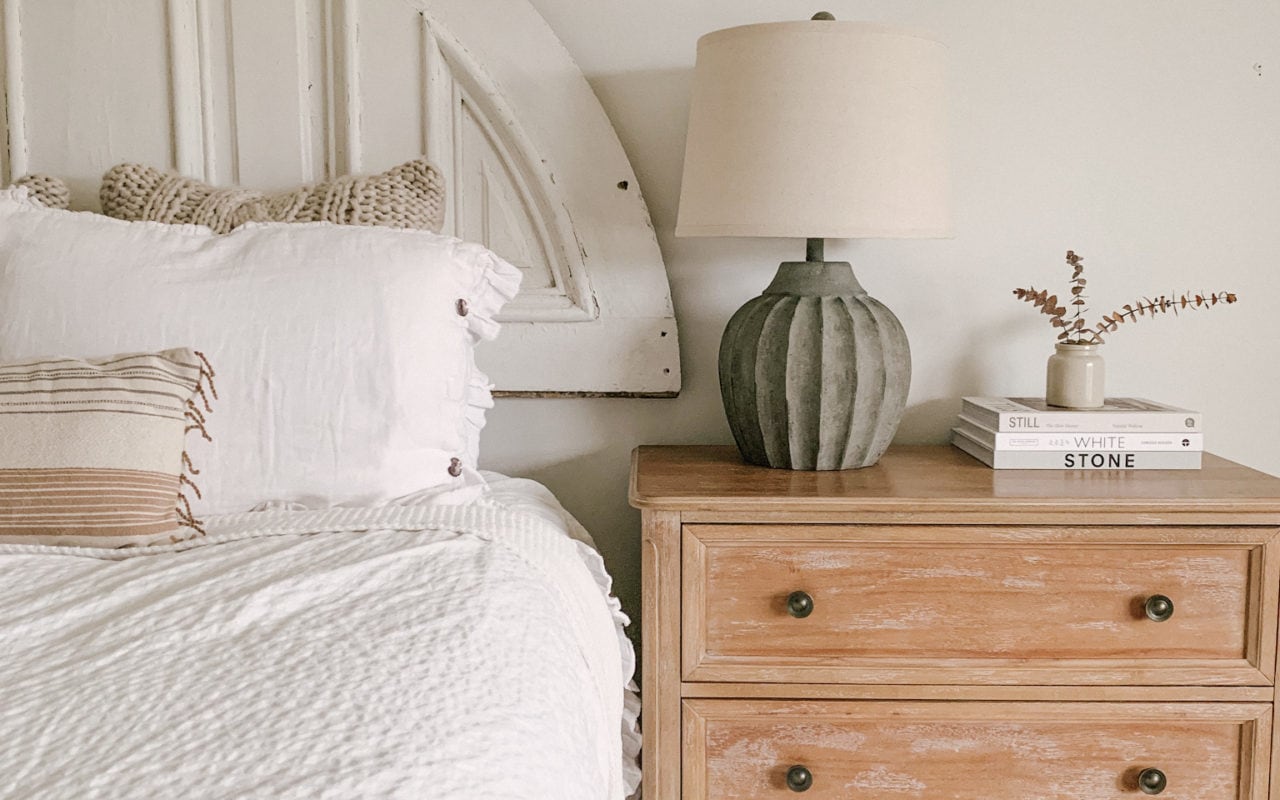 Statement Stoneware Lamps In Bedroom