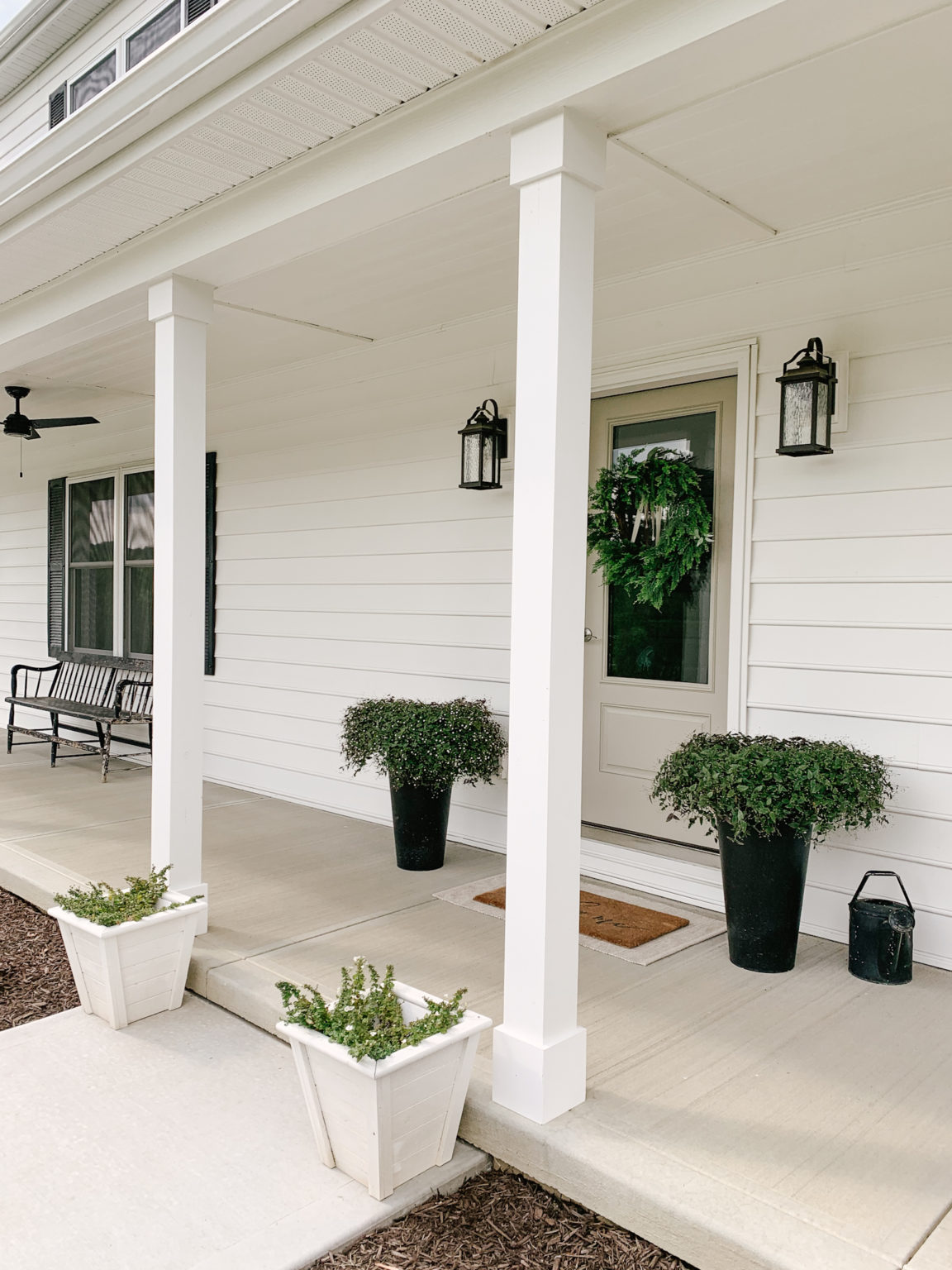 How to Update Skinny Porch Posts with PVC Trim - Sarah Jane Christy