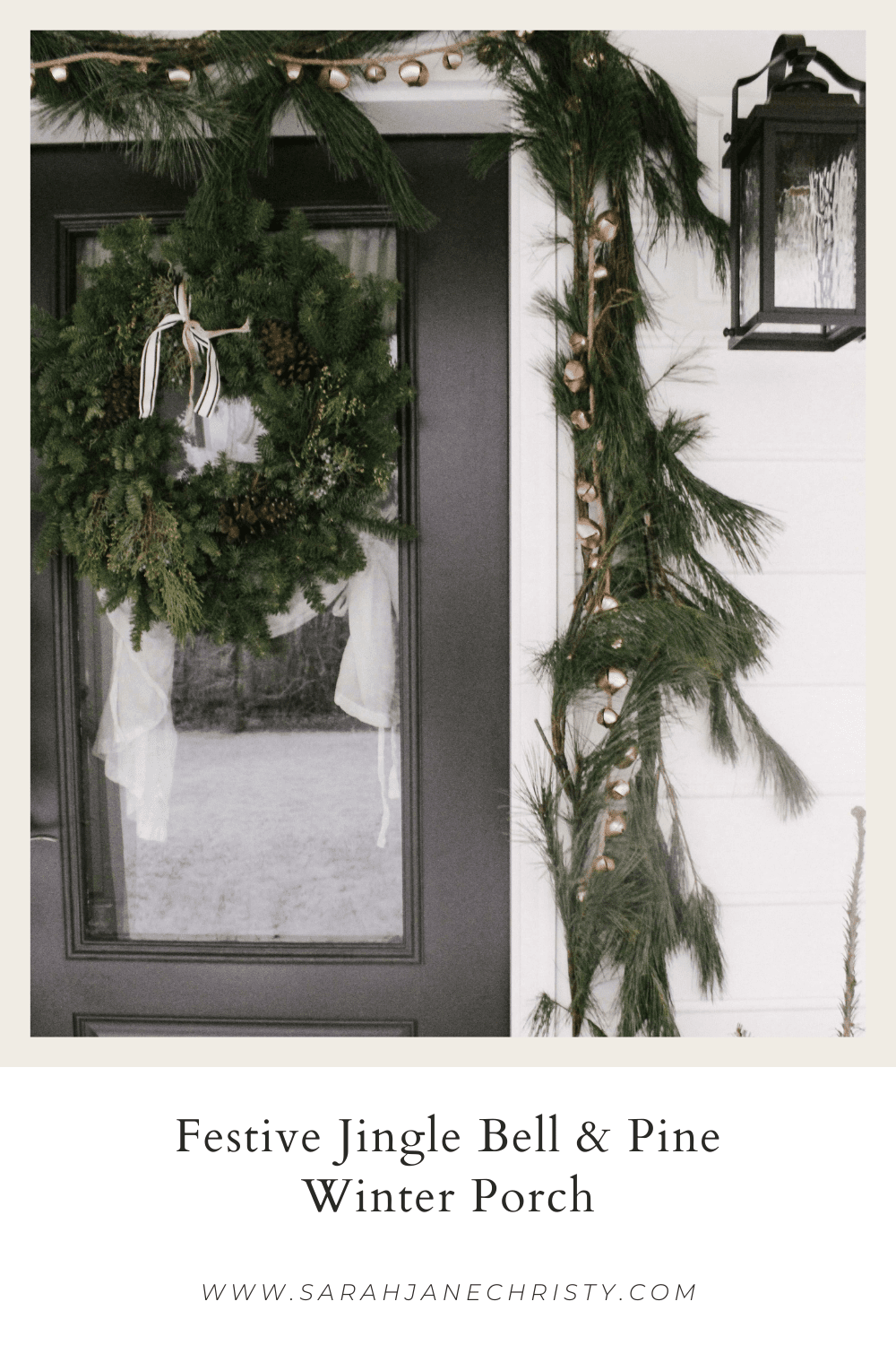 Festive Christmas or Winter Front Porch Decor Using Jingle Bell Garland